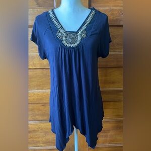 Embellished Navy Blue Women's Top